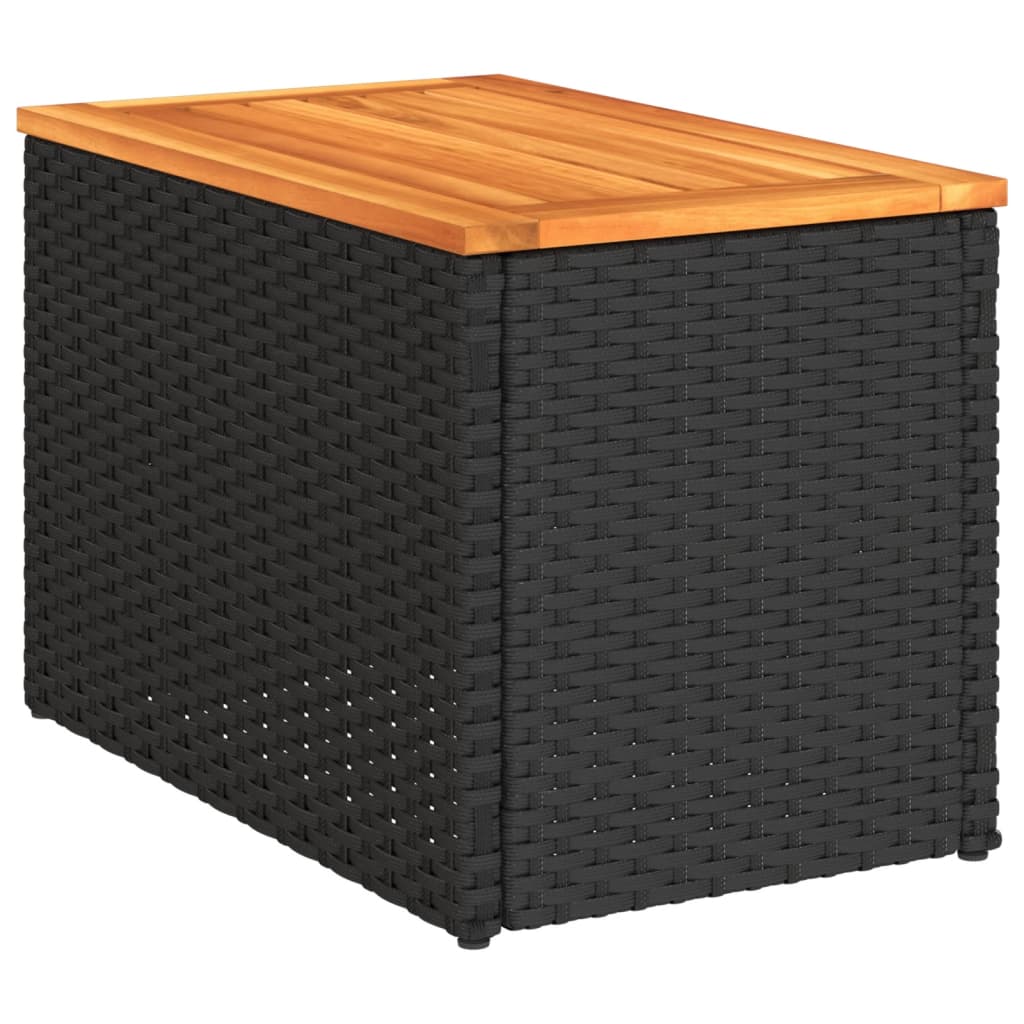 Vrtni bočni stolići 2 kom crni 55 x 34 x 37 cm poliratan i drvo