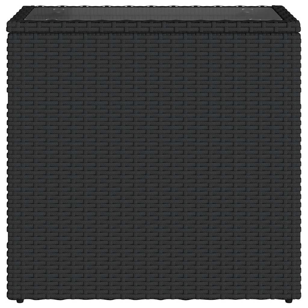 Vrtni stol sa staklenom pločom crni 58x27,5x55 cm od poliratana