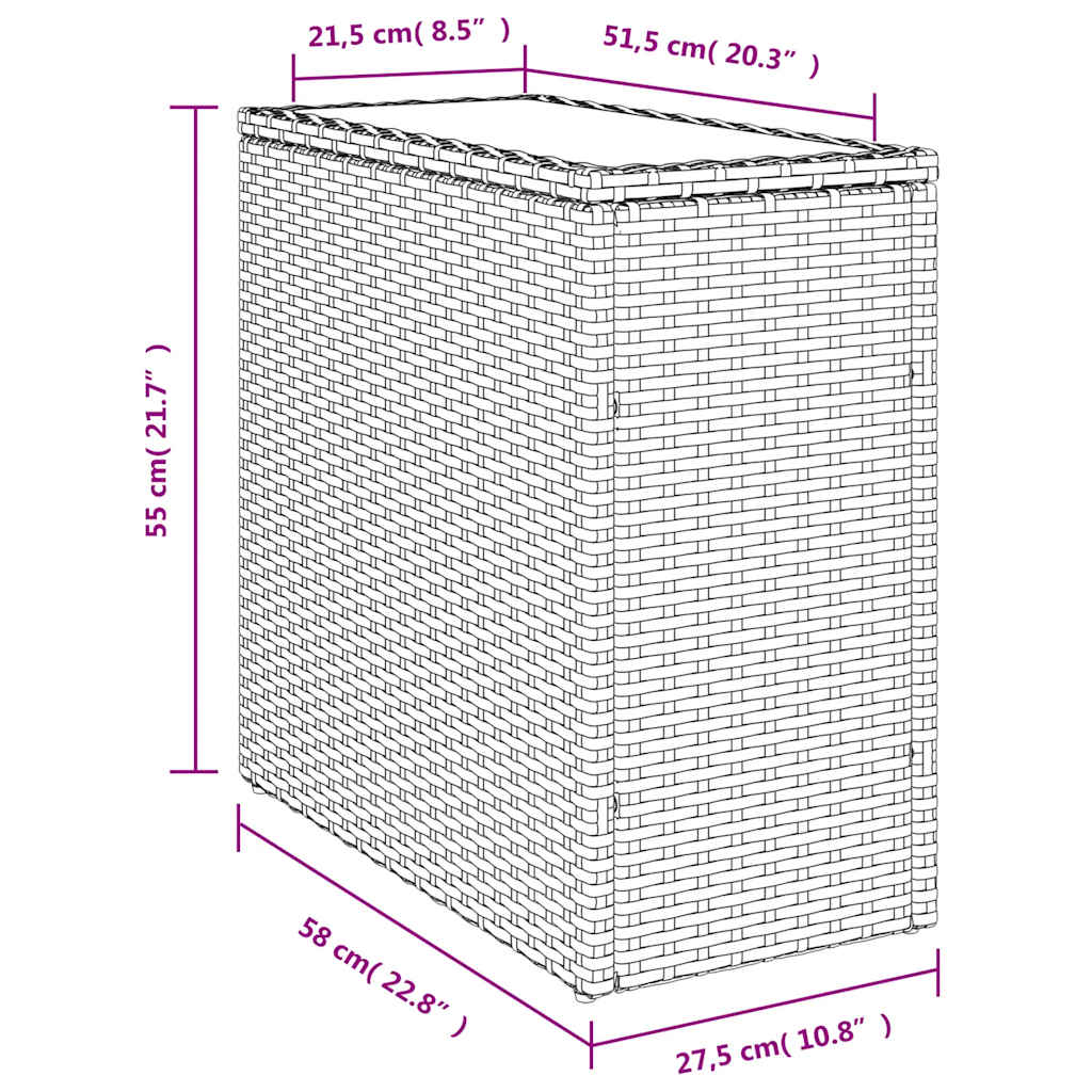 Vrtni stol sa staklenom pločom crni 58x27,5x55 cm od poliratana