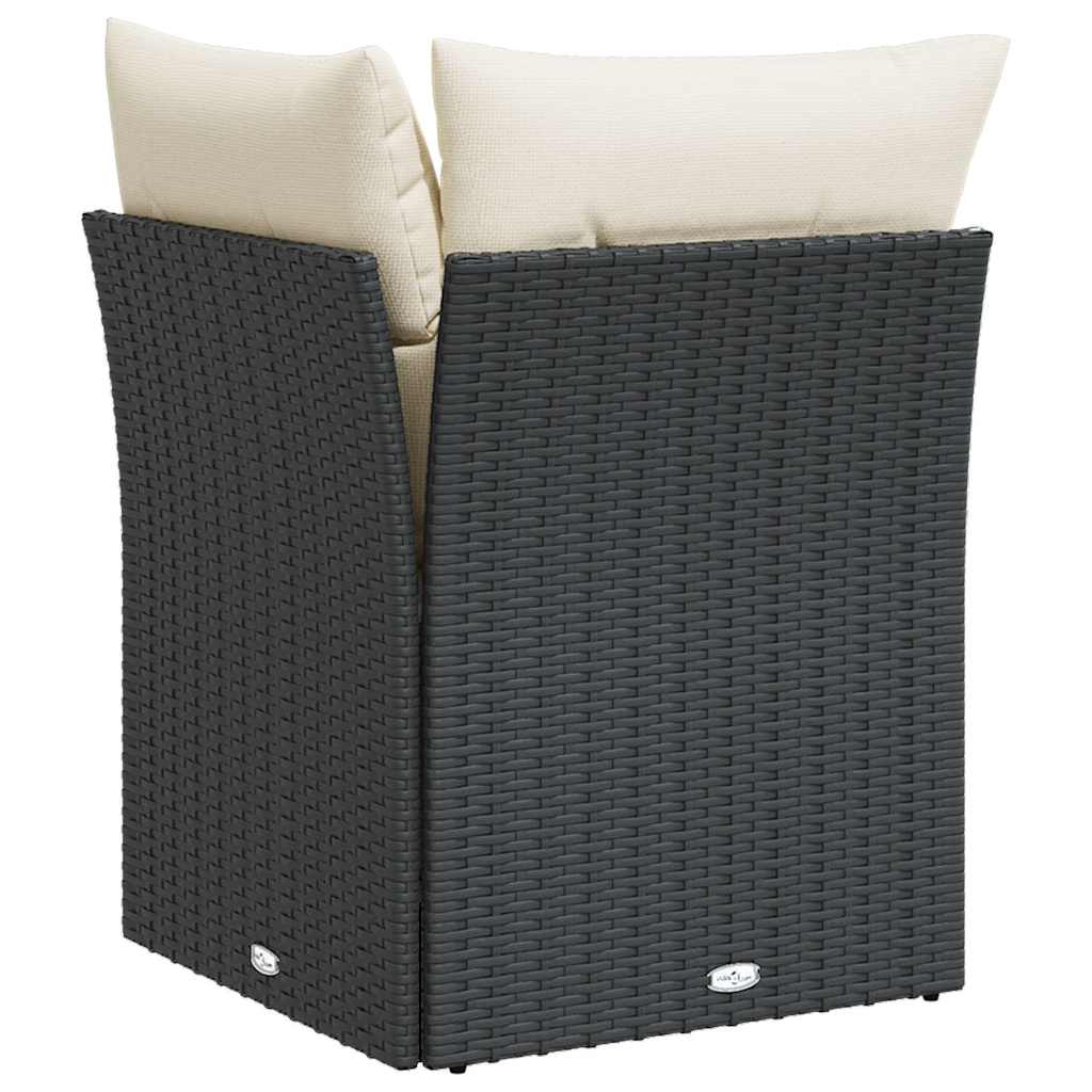 Kutna vrtna sofa s jastucima crna od poliratana