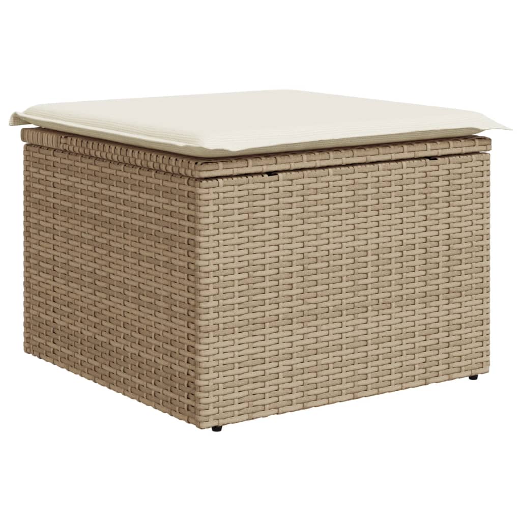 Vrtni tabure s jastukom bež 55 x 55 x 37 cm od poliratana