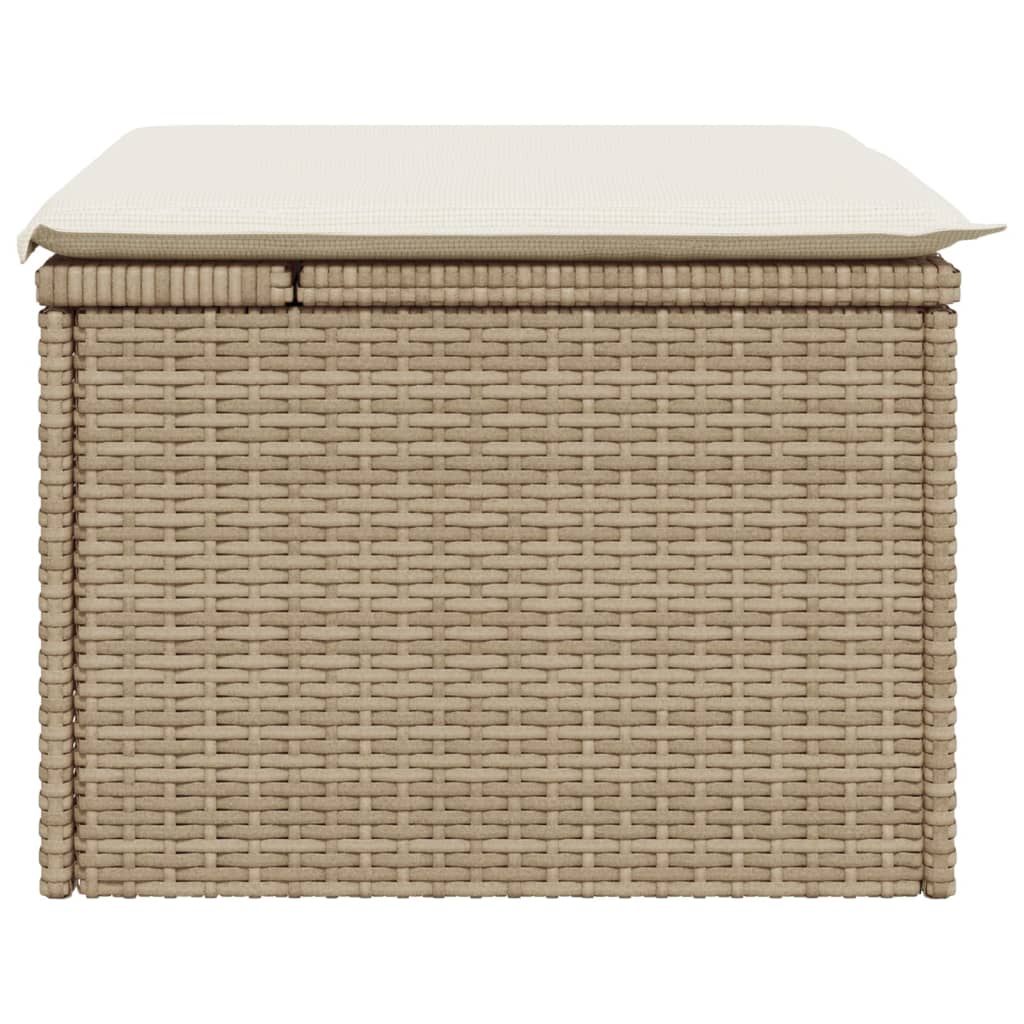 Vrtni tabure s jastukom bež 55 x 55 x 37 cm od poliratana