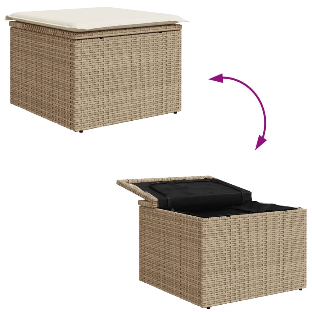 Vrtni tabure s jastukom bež 55 x 55 x 37 cm od poliratana