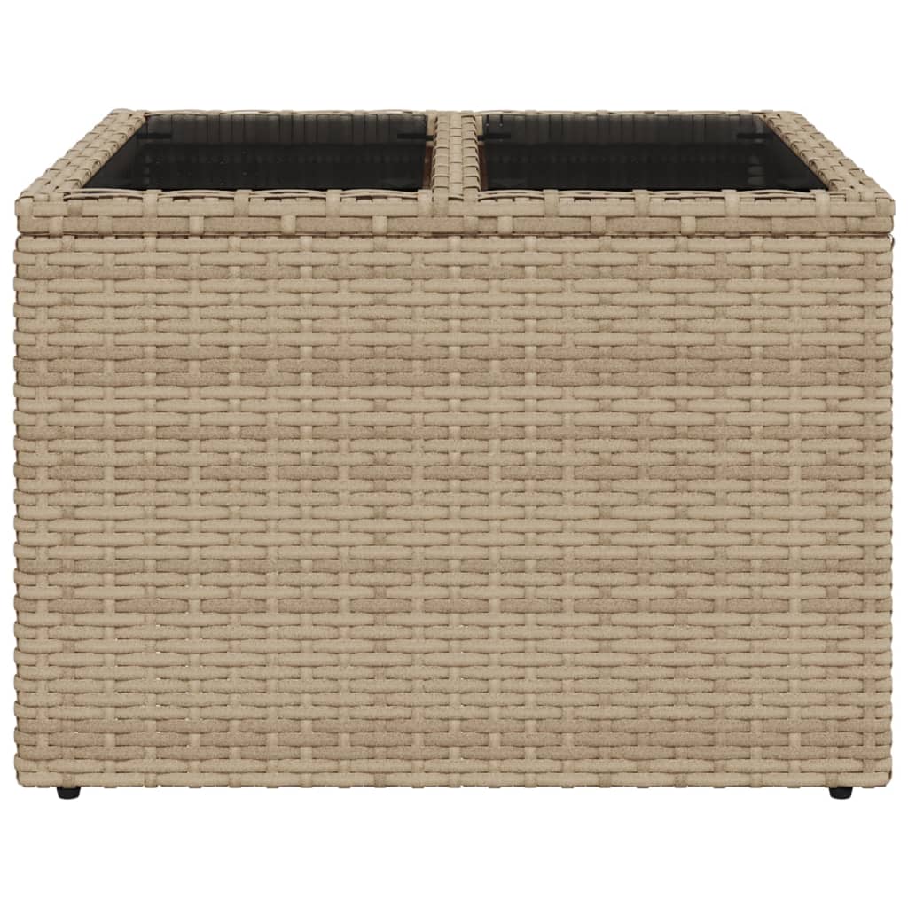 Vrtni stol sa staklenom pločom bež 55x55x37 cm od poliratana