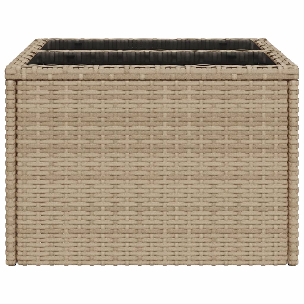Vrtni stol sa staklenom pločom bež 55x55x37 cm od poliratana