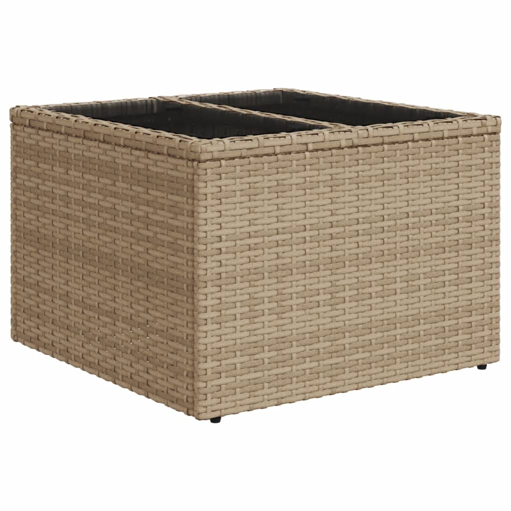 Vrtni stol sa staklenom pločom bež 55x55x37 cm od poliratana