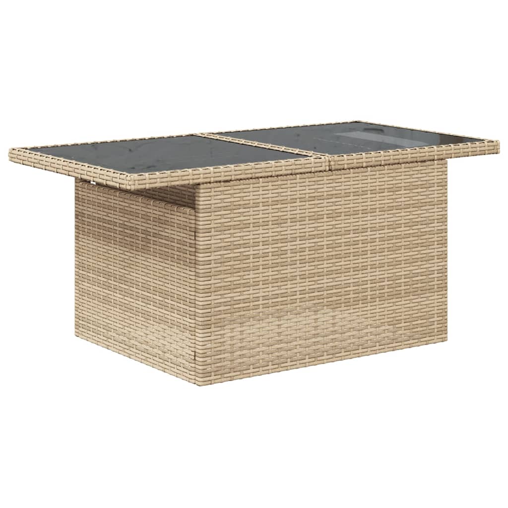 Vrtni stol sa staklenom pločom bež 100 x 55 x 73 cm poliratan