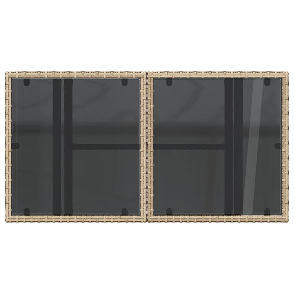 Vrtni stol sa staklenom pločom bež 100 x 55 x 73 cm poliratan