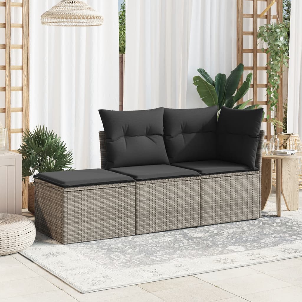 Vrtni tabure s jastukom sivi 55 x 55 x 37 cm od poliratana