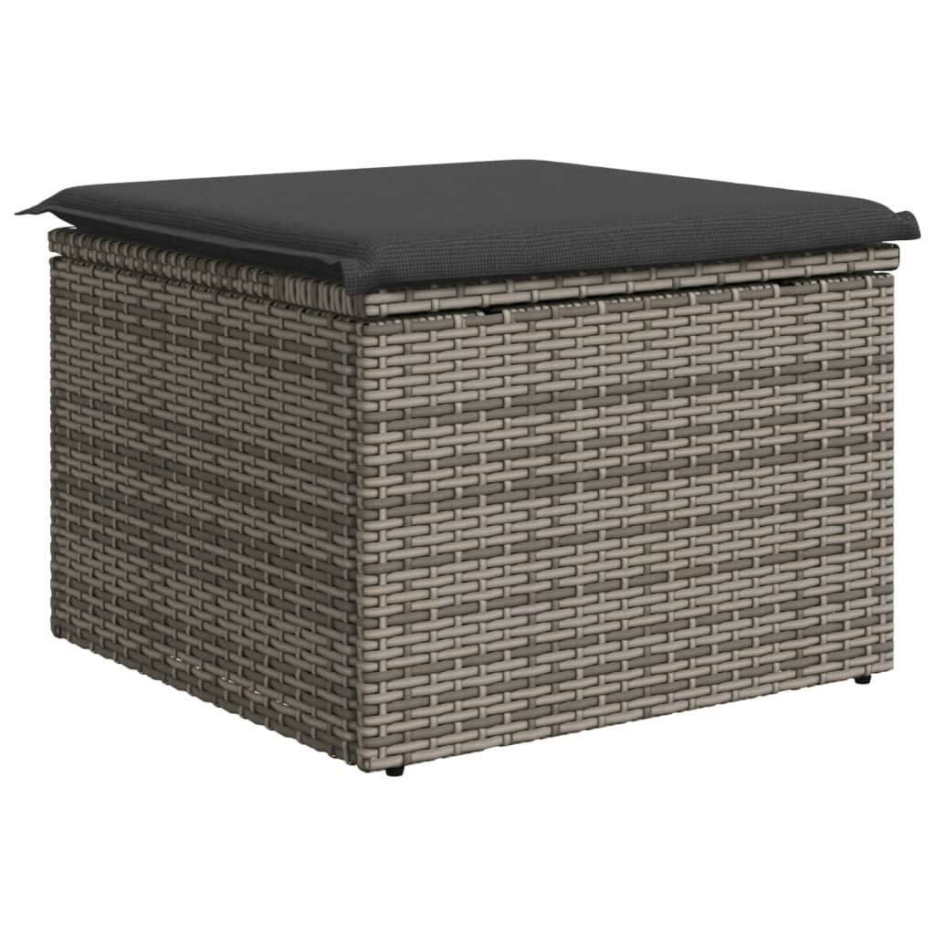 Vrtni tabure s jastukom sivi 55 x 55 x 37 cm od poliratana