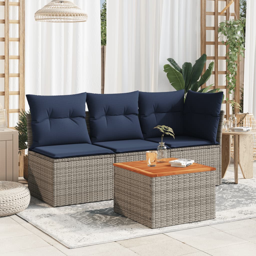Vrtni stol sivi 55 x 55 x 37 cm od poliratana i bagremovog drva