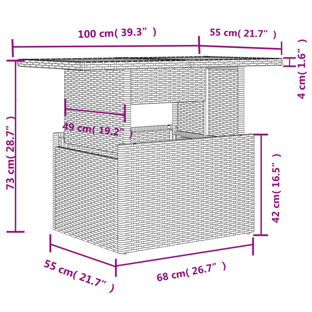Vrtni stol sivi 100x55x73 cm od poliratana i bagremovog drva