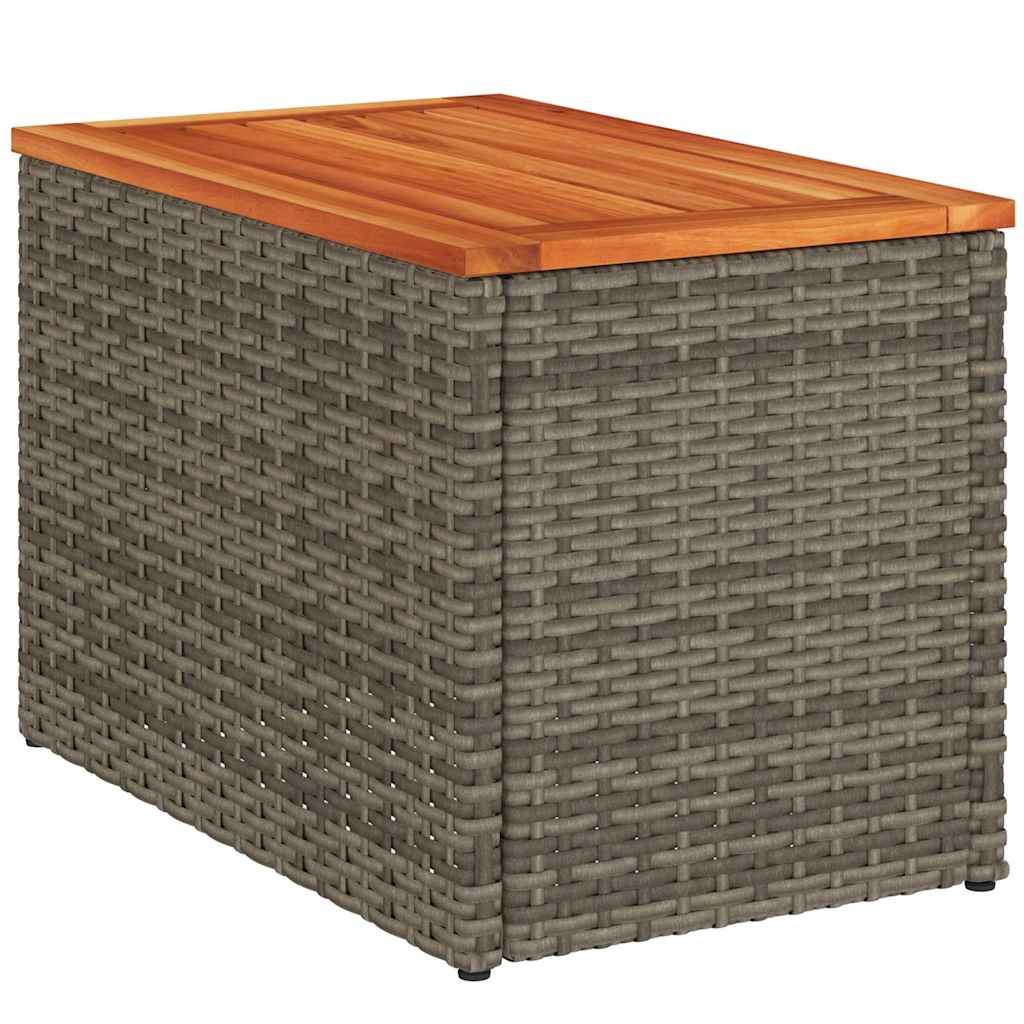 Vrtni bočni stolići 2 kom sivi 55 x 34 x 37 cm poliratan i drvo
