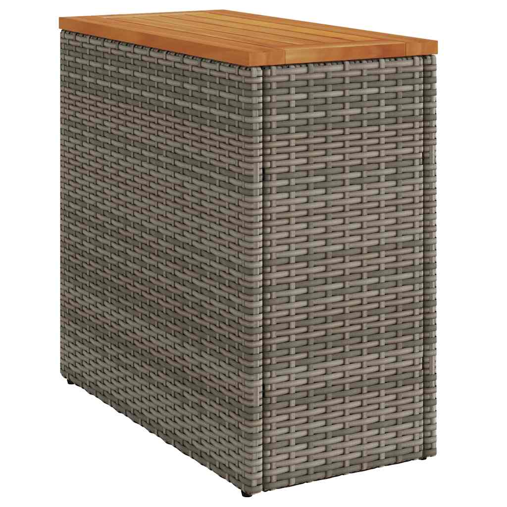 Vrtni bočni stolić s drvenom pločom sivi 58x27,5x55cm poliratan
