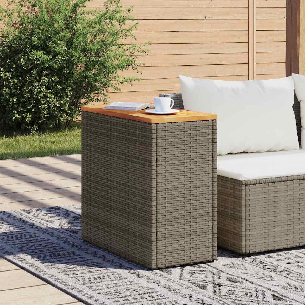 Vrtni bočni stolić s drvenom pločom sivi 58x27,5x55cm poliratan