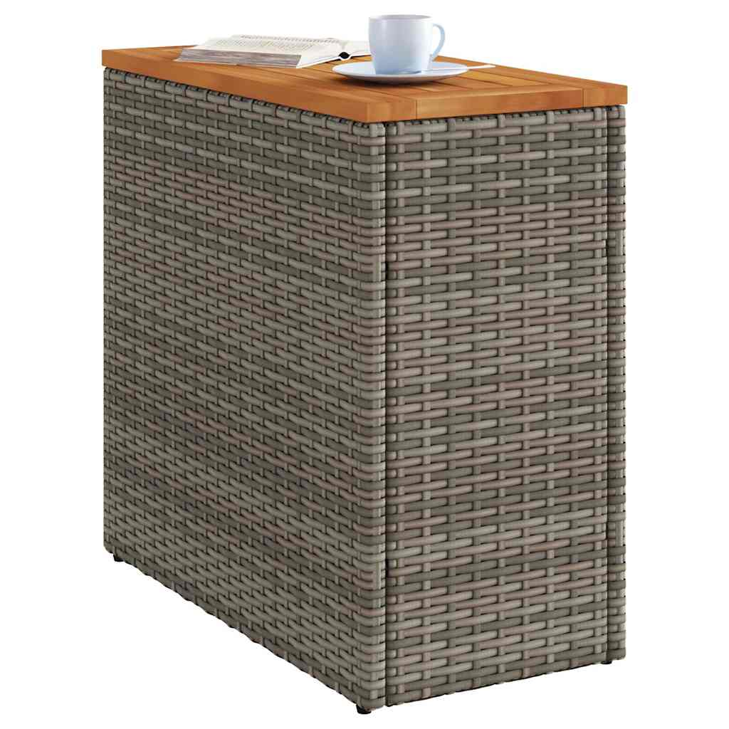 Vrtni bočni stolić s drvenom pločom sivi 58x27,5x55cm poliratan