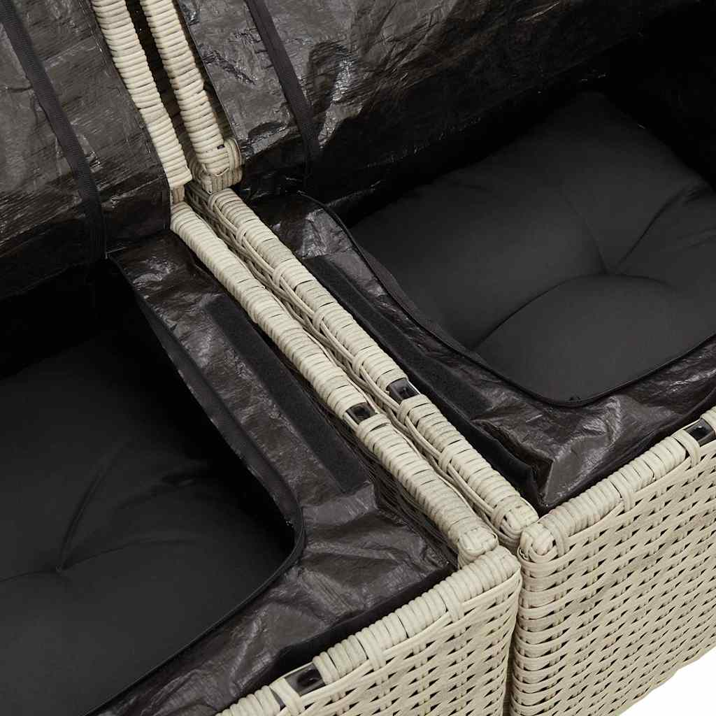 Vrtni trosjed od poliratana s jastucima svijetlosivi