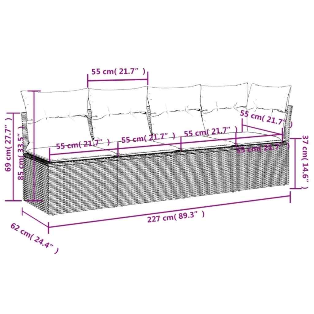 Vrtni četverosjed s jastucima smeđi od poliratana