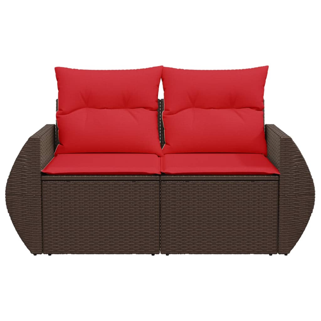 Vrtna sofa s jastucima za 2 osobe, smeđa, poliratan
