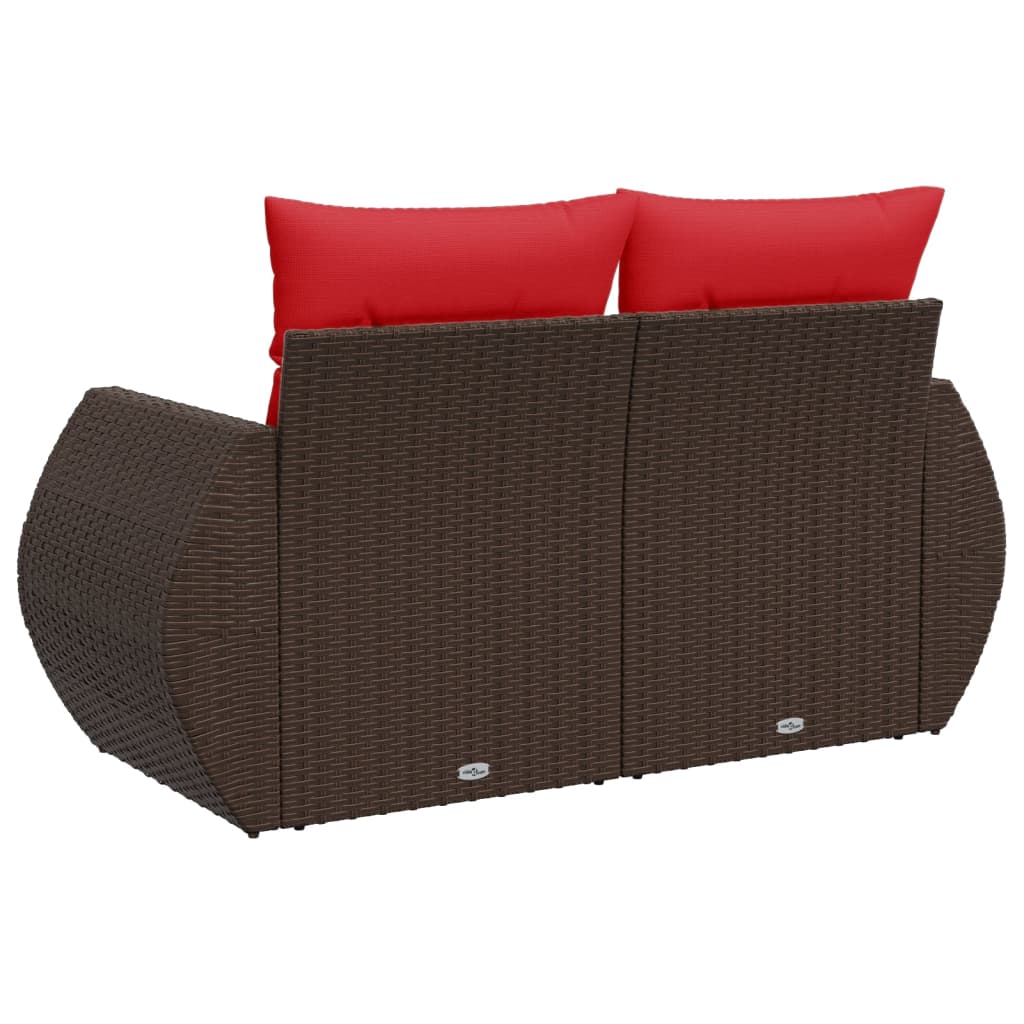Vrtna sofa s jastucima za 2 osobe, smeđa, poliratan
