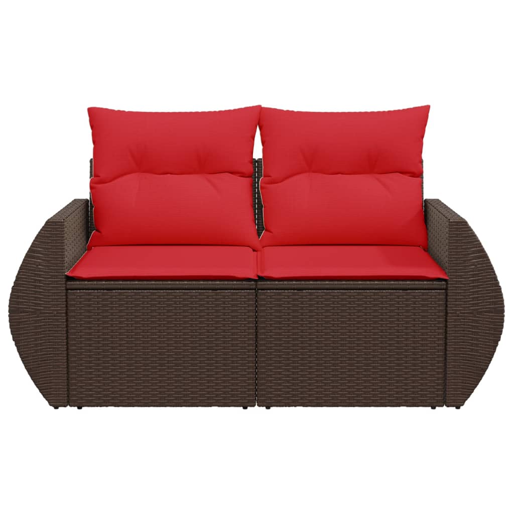 Vrtna sofa s jastucima za 2 osobe, smeđa, poliratan