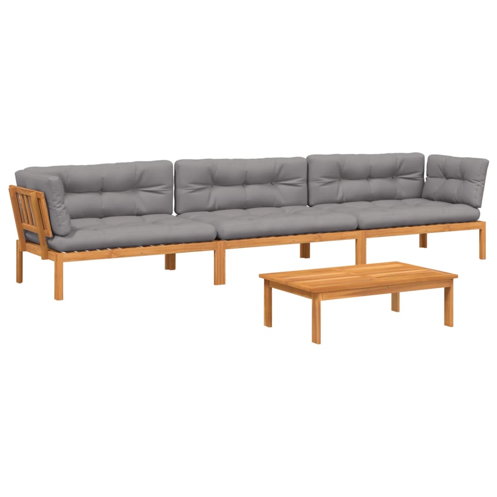 4-dijelni set vrtnih sofa od paleta s jastucima od drva bagrema