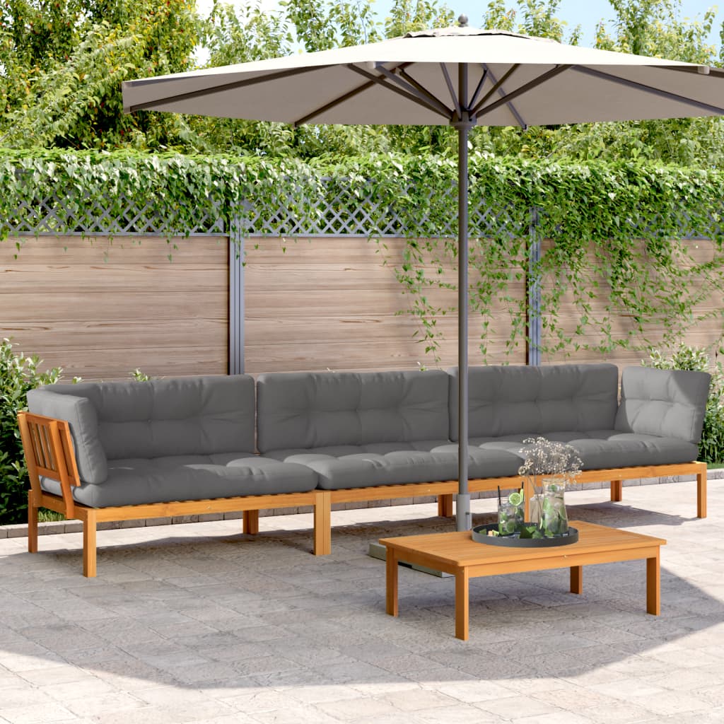 4-dijelni set vrtnih sofa od paleta s jastucima od drva bagrema