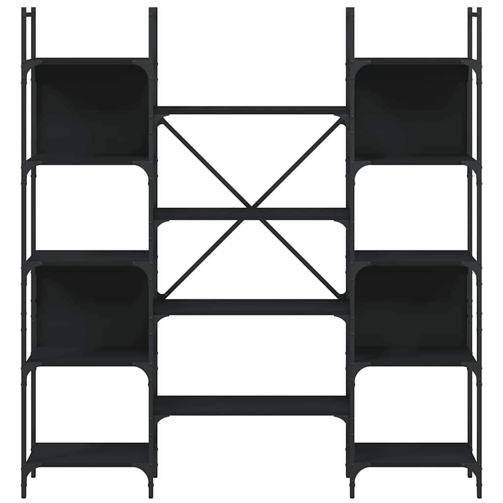 Police za knjige crne 155,5 x 24 x 166,5 cm konstruirano drvo