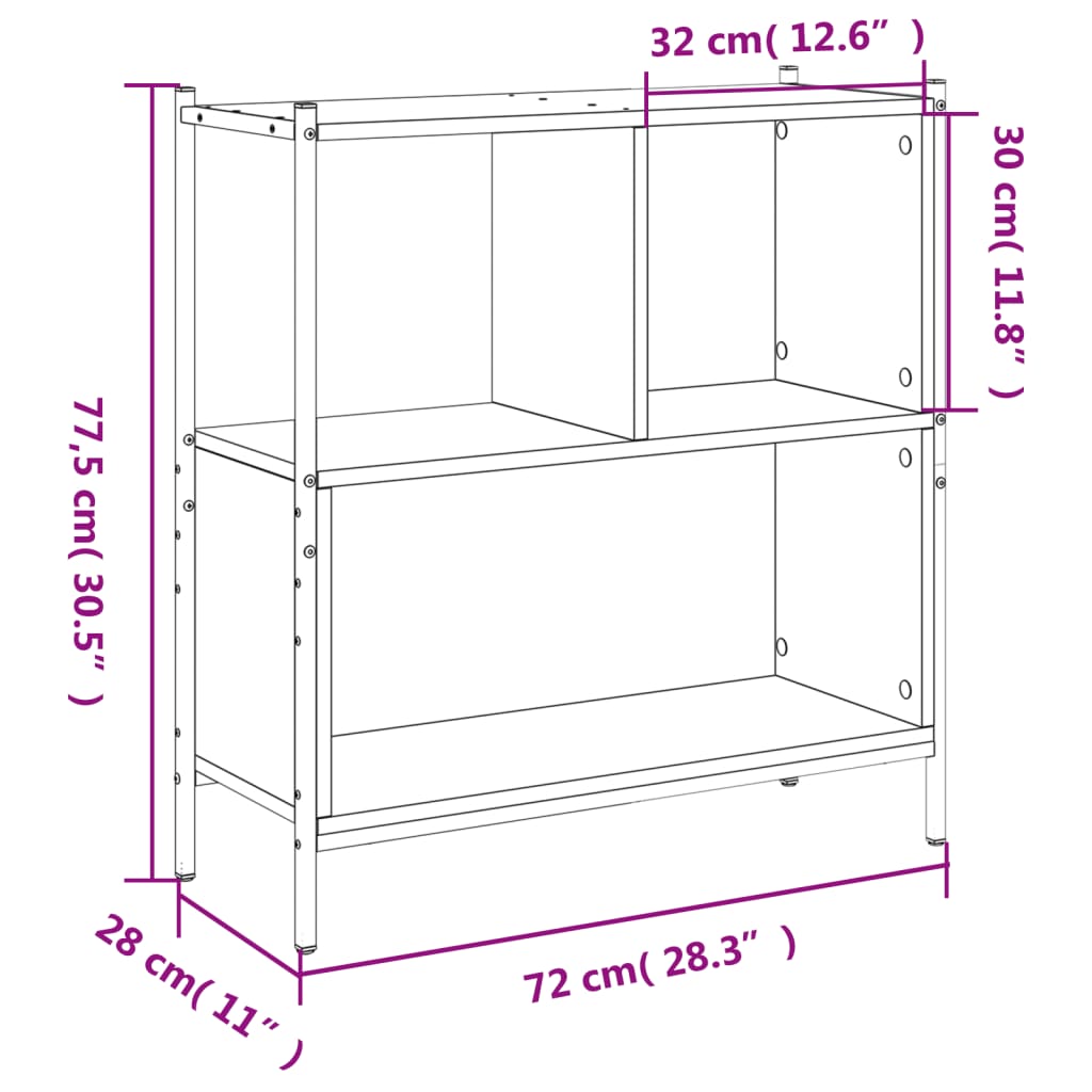 Regal za knjige boja hrasta 72x28x77,5 cm konstruirano drvo