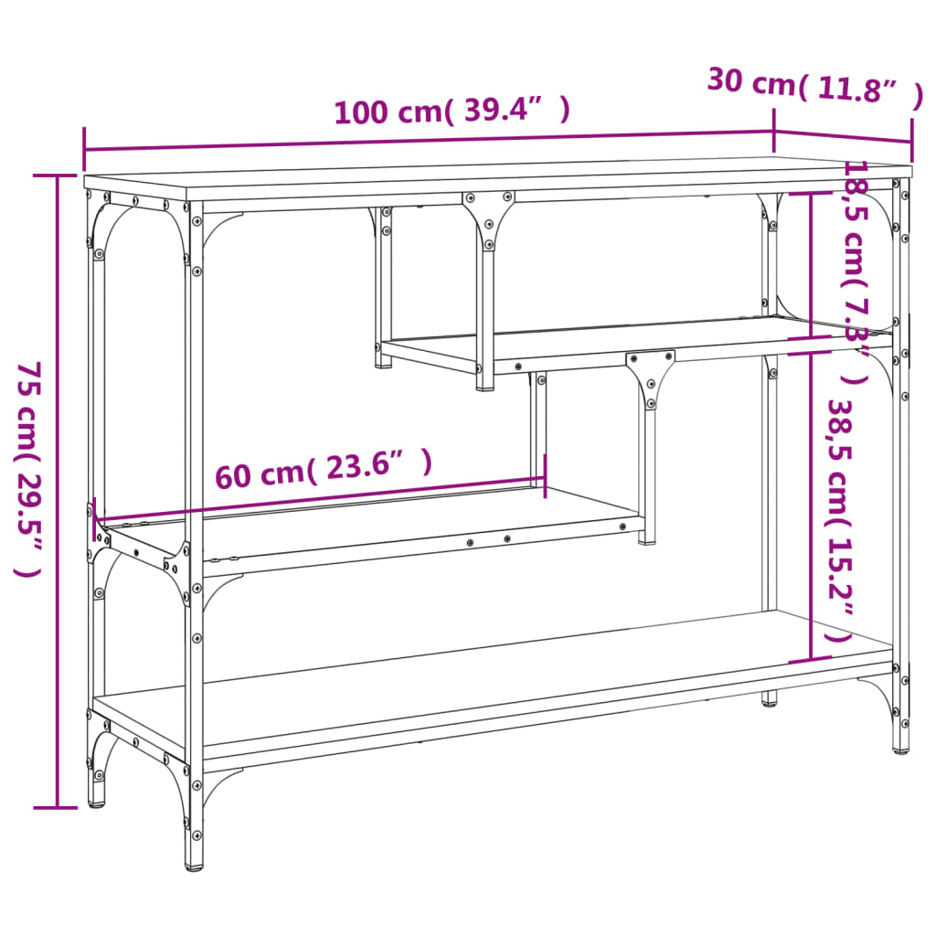 Konzolni stol boja hrasta 100x30x75 cm od konstruiranog drva