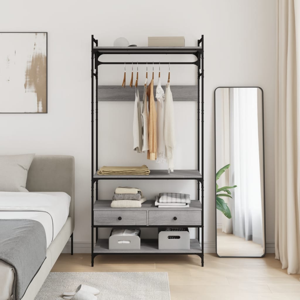 Ormar s ladicama sivi hrast 89x39x184,5 cm konstruirano drvo