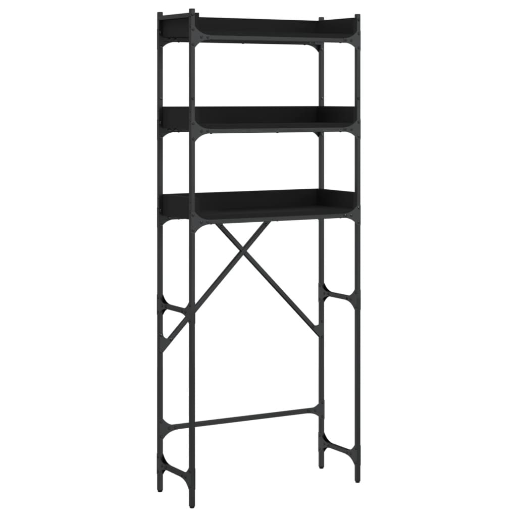 Polica za perilicu rublja crne 67x25x163 cm drvena