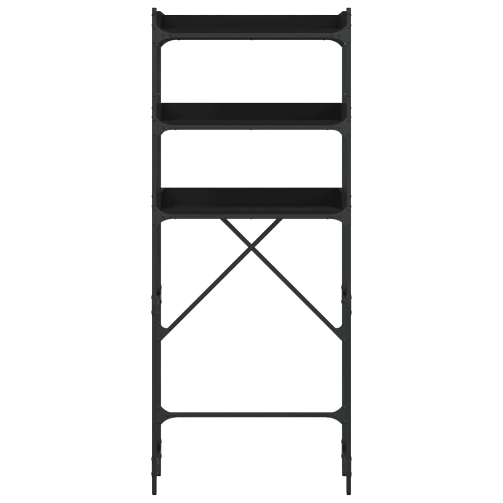 Polica za perilicu rublja crne 67x25x163 cm drvena