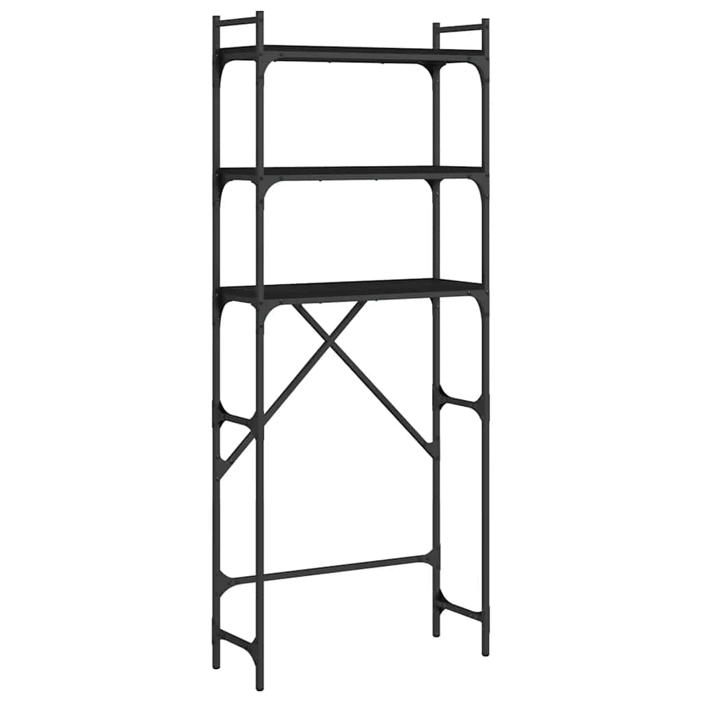 Polica za perilicu rublja crne 67x25x163 cm drvena