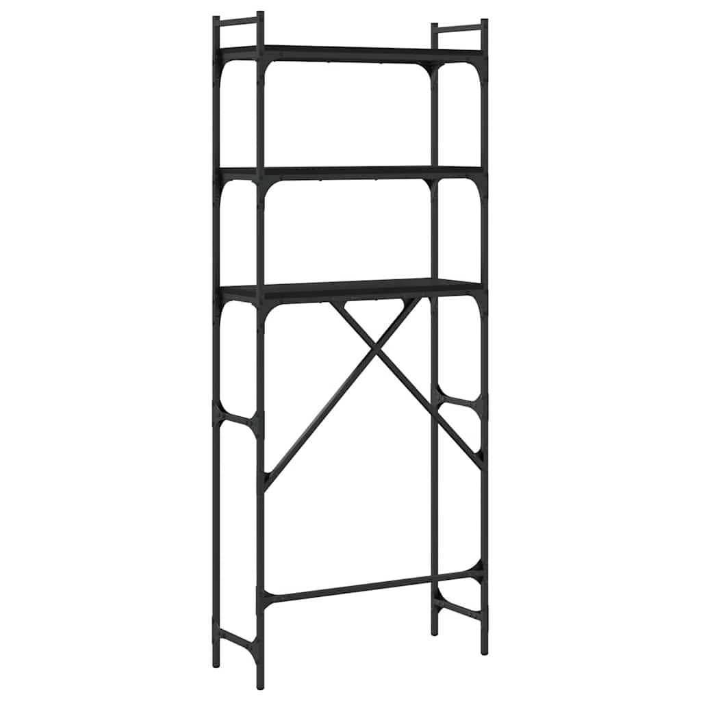 Polica za perilicu rublja crne 67x25x163 cm drvena