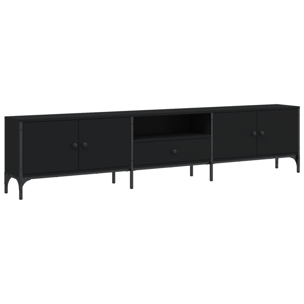TV ormarić s ladicom crni 200 x 25 x 44 cm konstruirano drvo