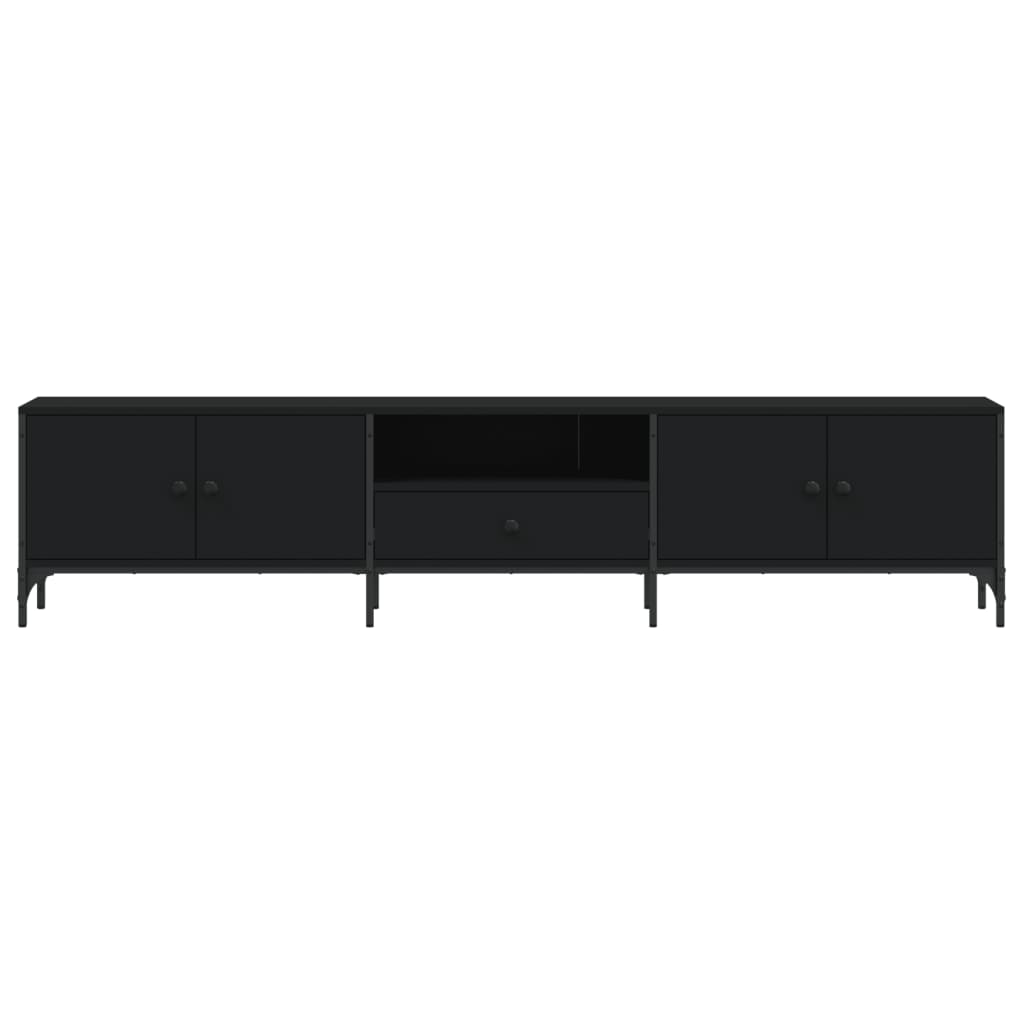 TV ormarić s ladicom crni 200 x 25 x 44 cm konstruirano drvo