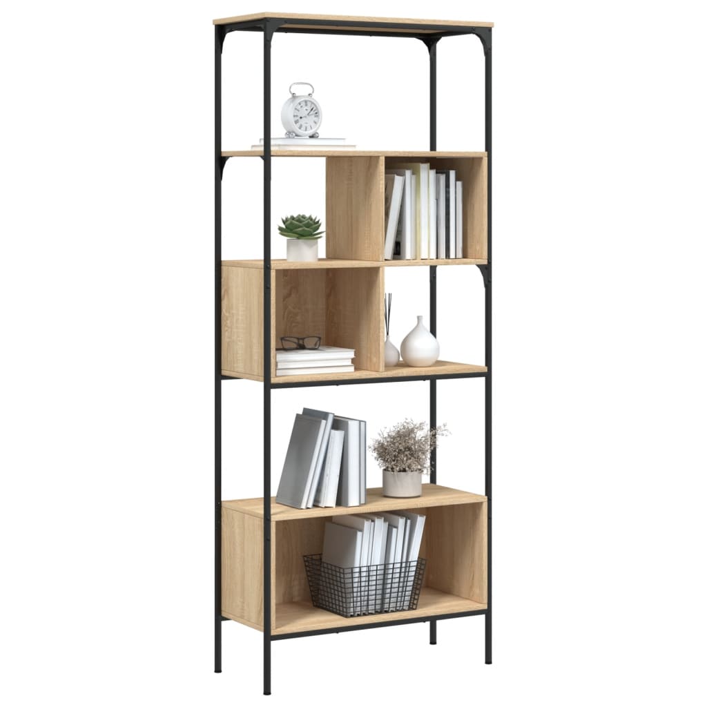 Regal za knjige s 5 razina boja hrasta 76x33x188,5 cm drveni