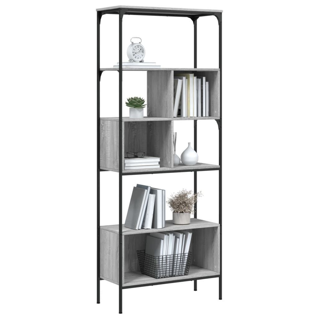 Regal za knjige s 5 razina siva boja hrasta 76x33x188,5cm