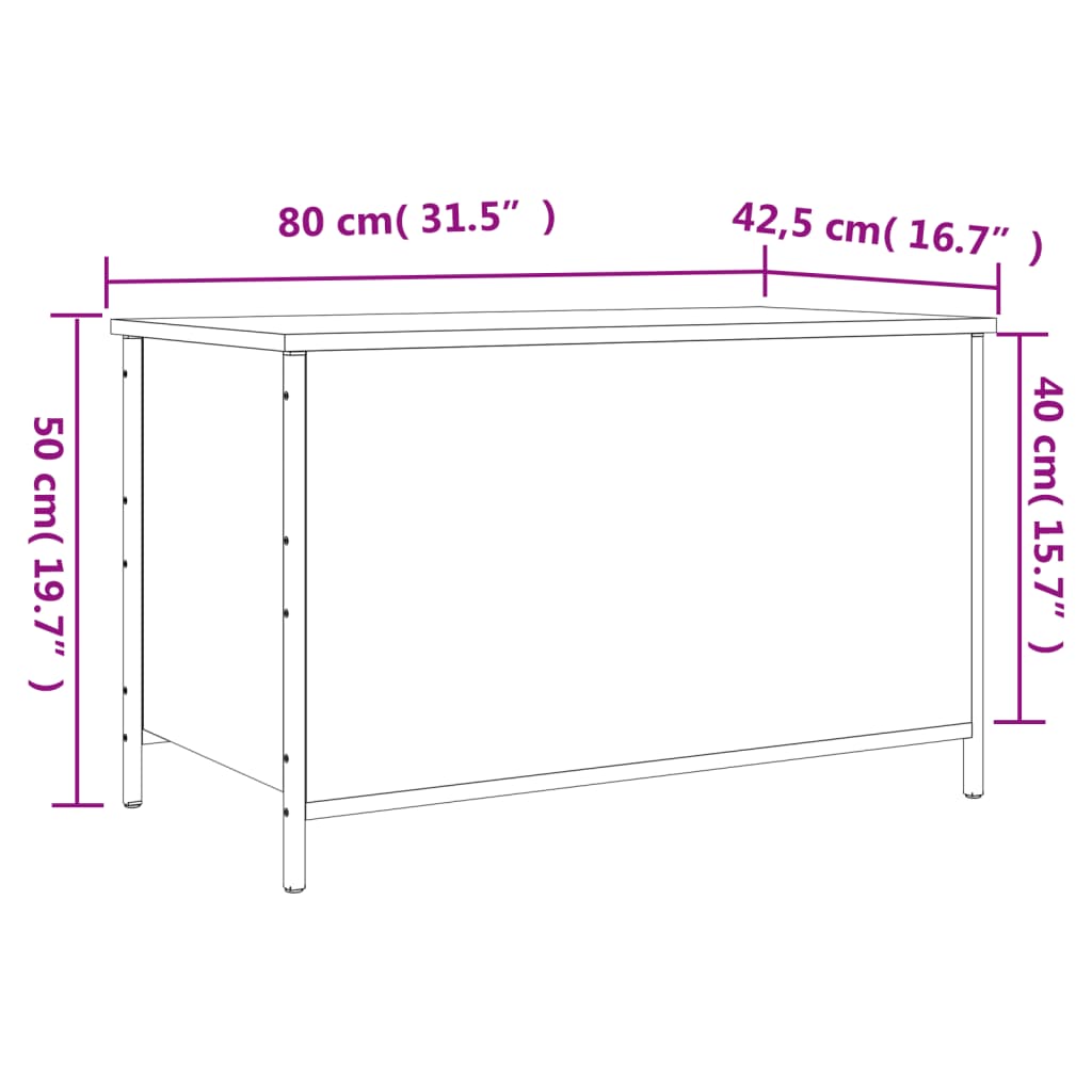 Klupa za pohranu boja hrasta 80x42,5x50cm od konstruiranog drva