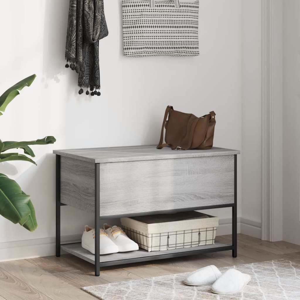 Klupa za pohranu siva boja hrasta 70x42,5x47 cm drvena
