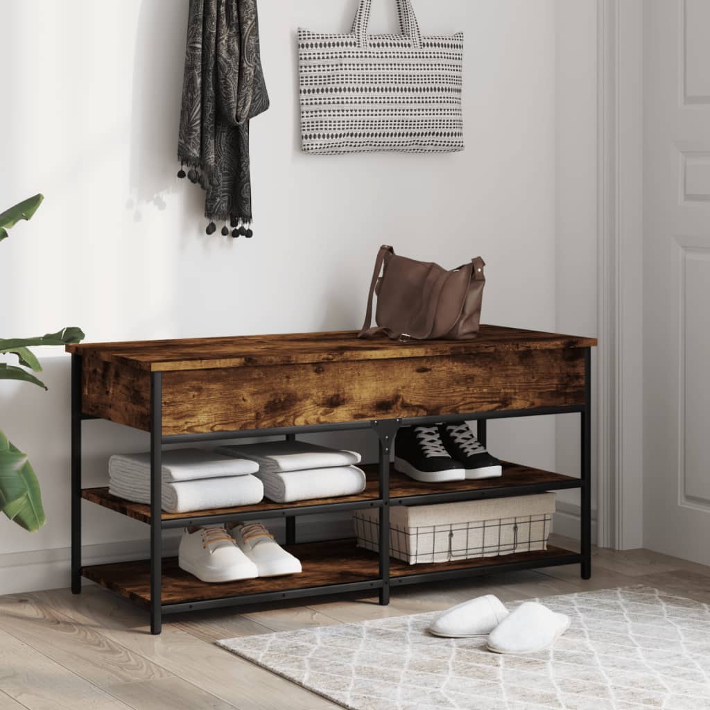 Klupa za cipele boja dimljenog hrasta 100x42,5x50 cm drvena