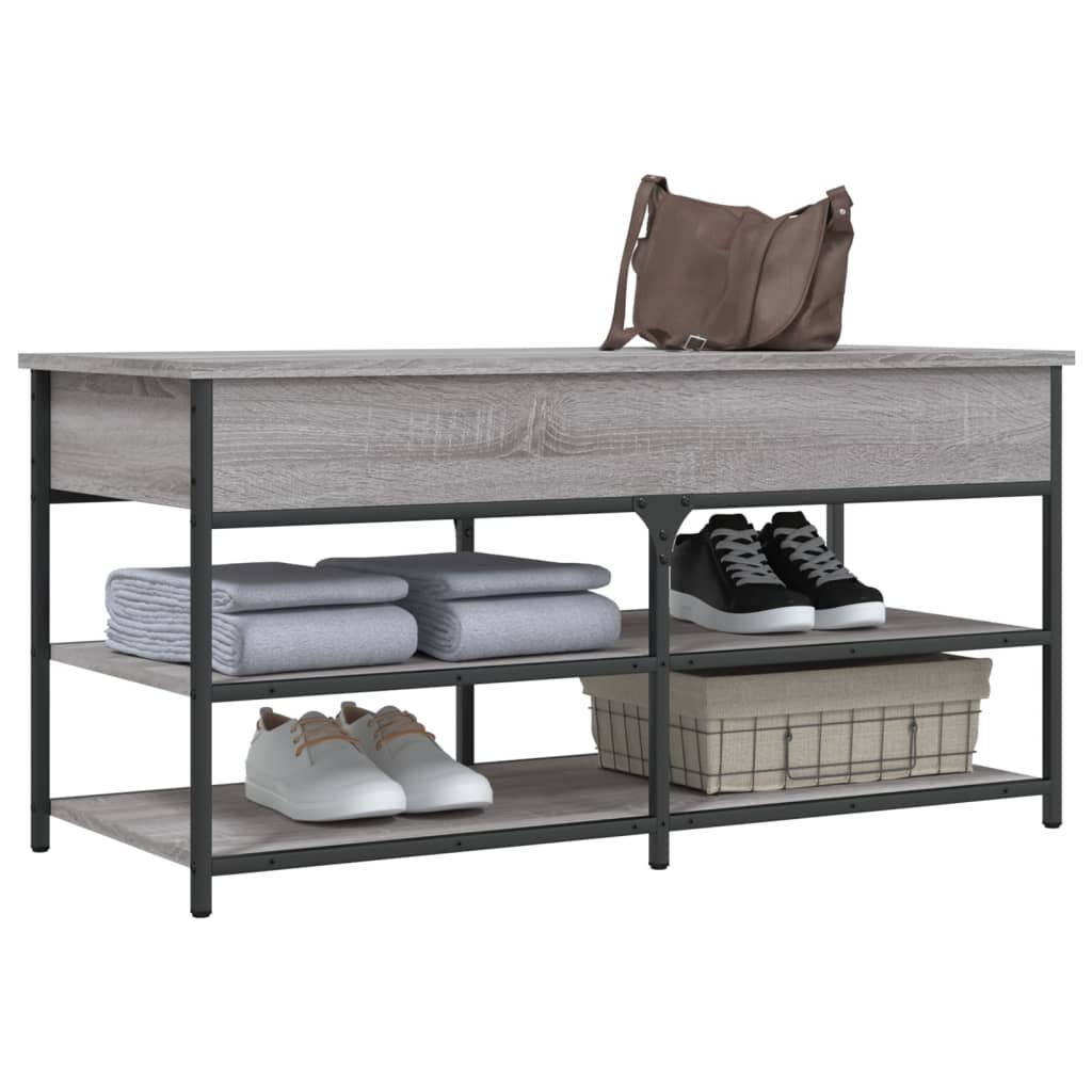 Klupa za cipele siva boja hrasta 100x42,5x50 cm drvena