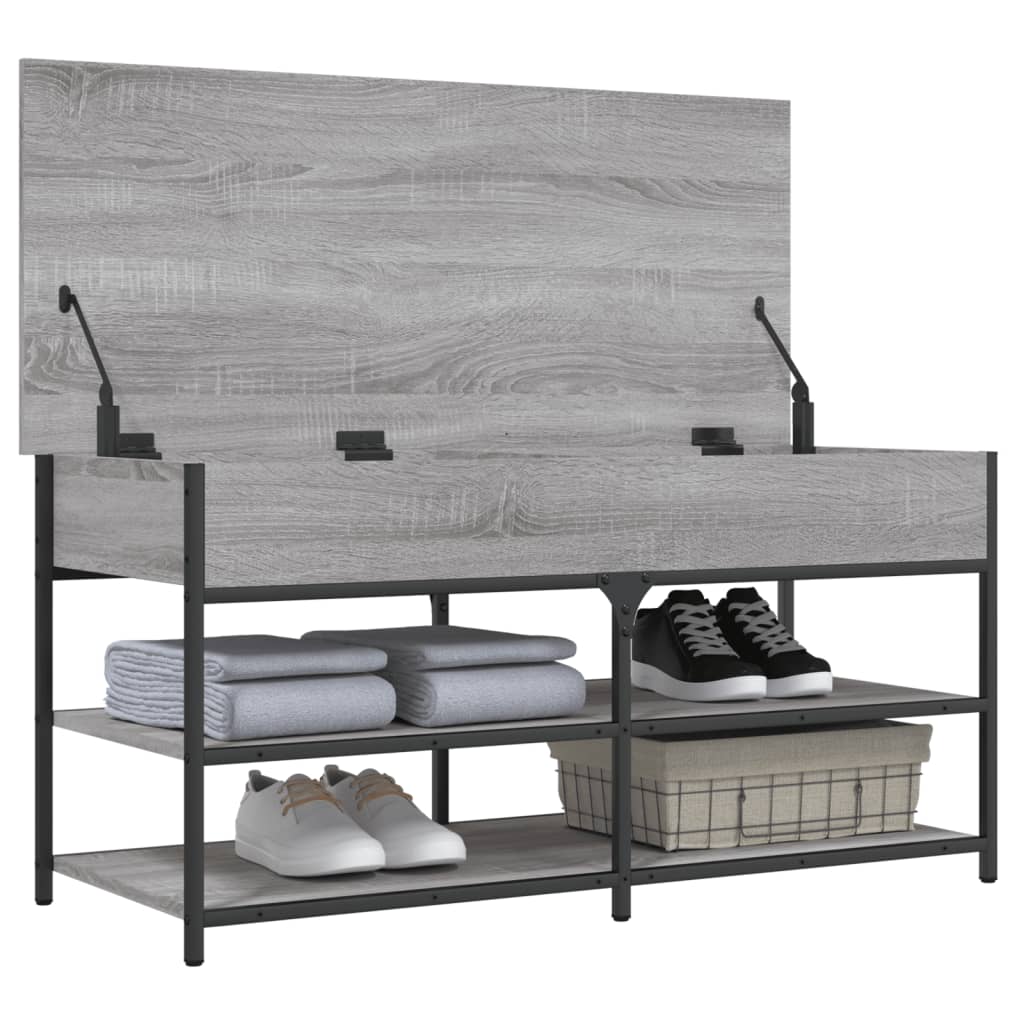 Klupa za cipele siva boja hrasta 100x42,5x50 cm drvena