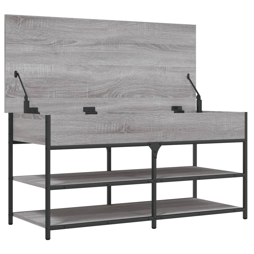 Klupa za cipele siva boja hrasta 100x42,5x50 cm drvena