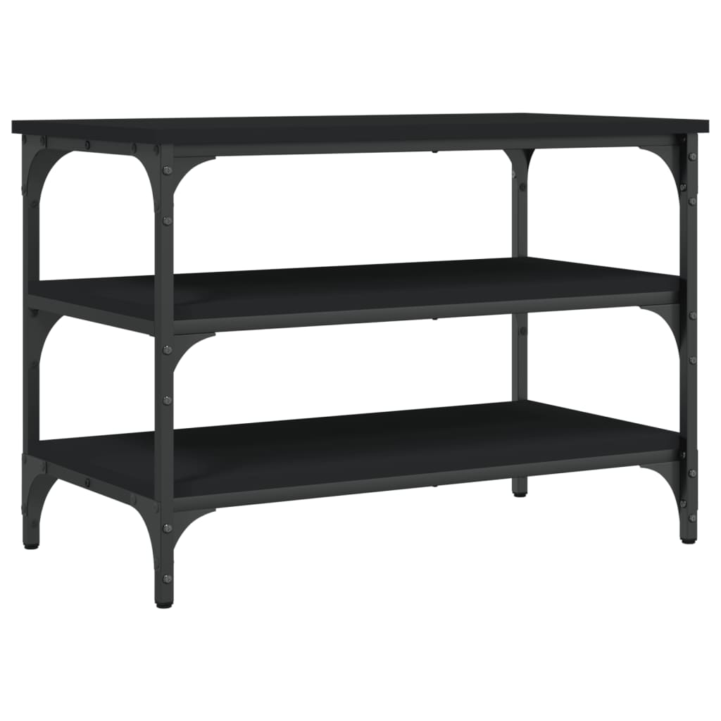 Klupa za cipele crna 70 x 38,5 x 49 cm od konstruiranog drva