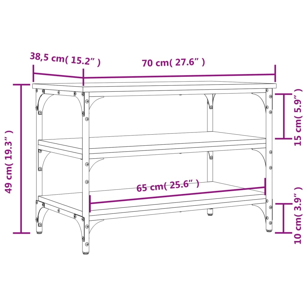 Klupa za cipele crna 70 x 38,5 x 49 cm od konstruiranog drva