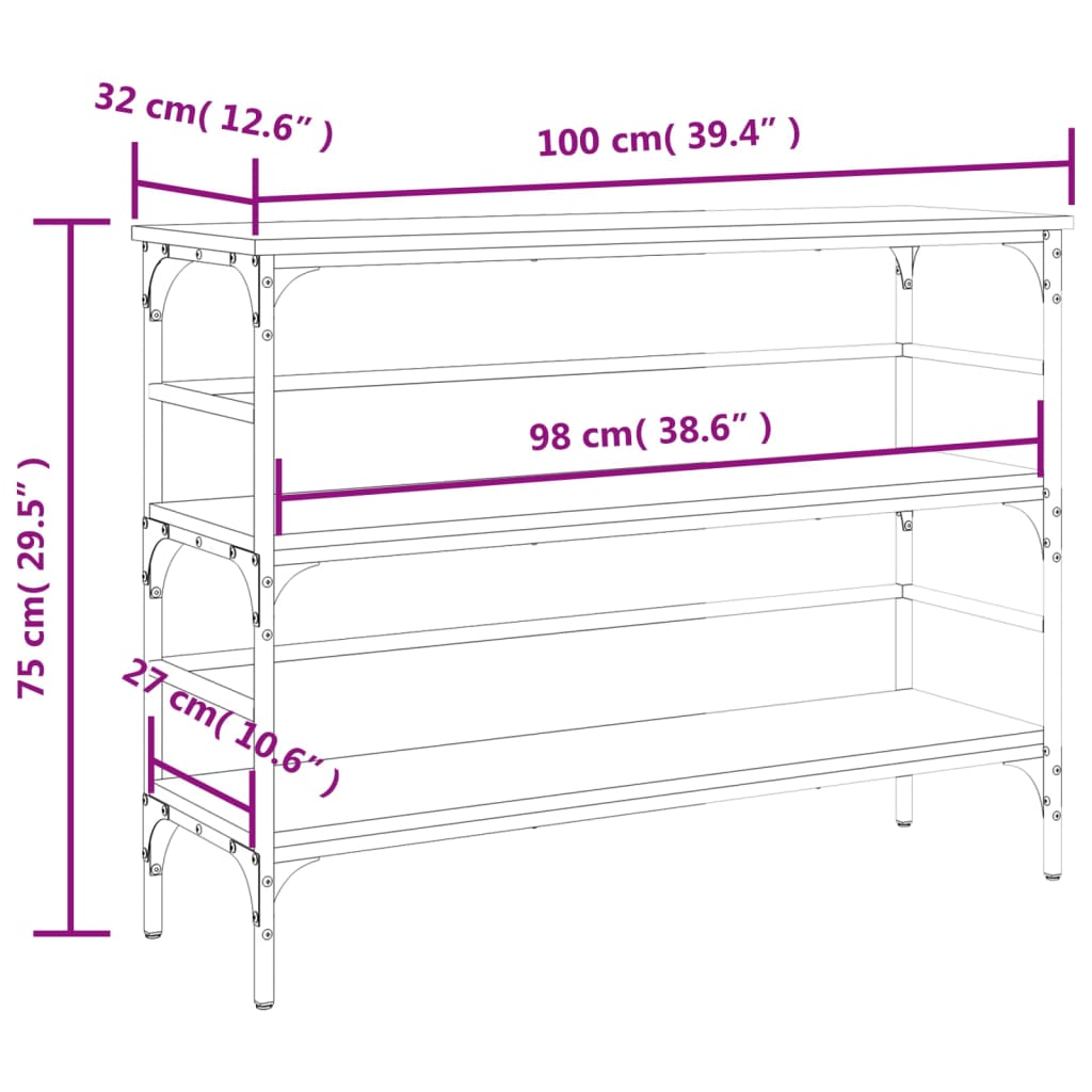 Konzolni stol boja hrasta sonome 100x32x75 cm konstruirano drvo