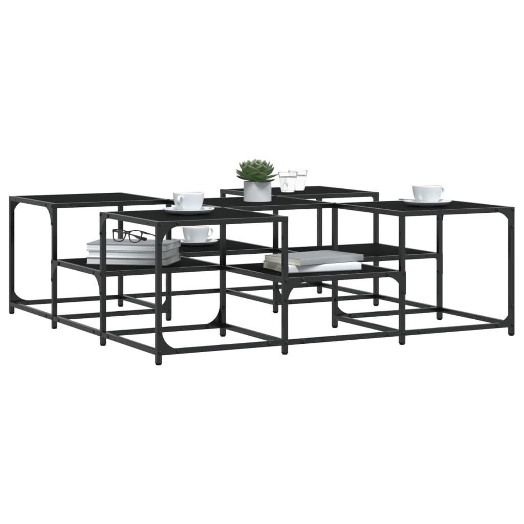 Stolić za kavu crni 121 x 121 x 40 cm od konstruiranog drva