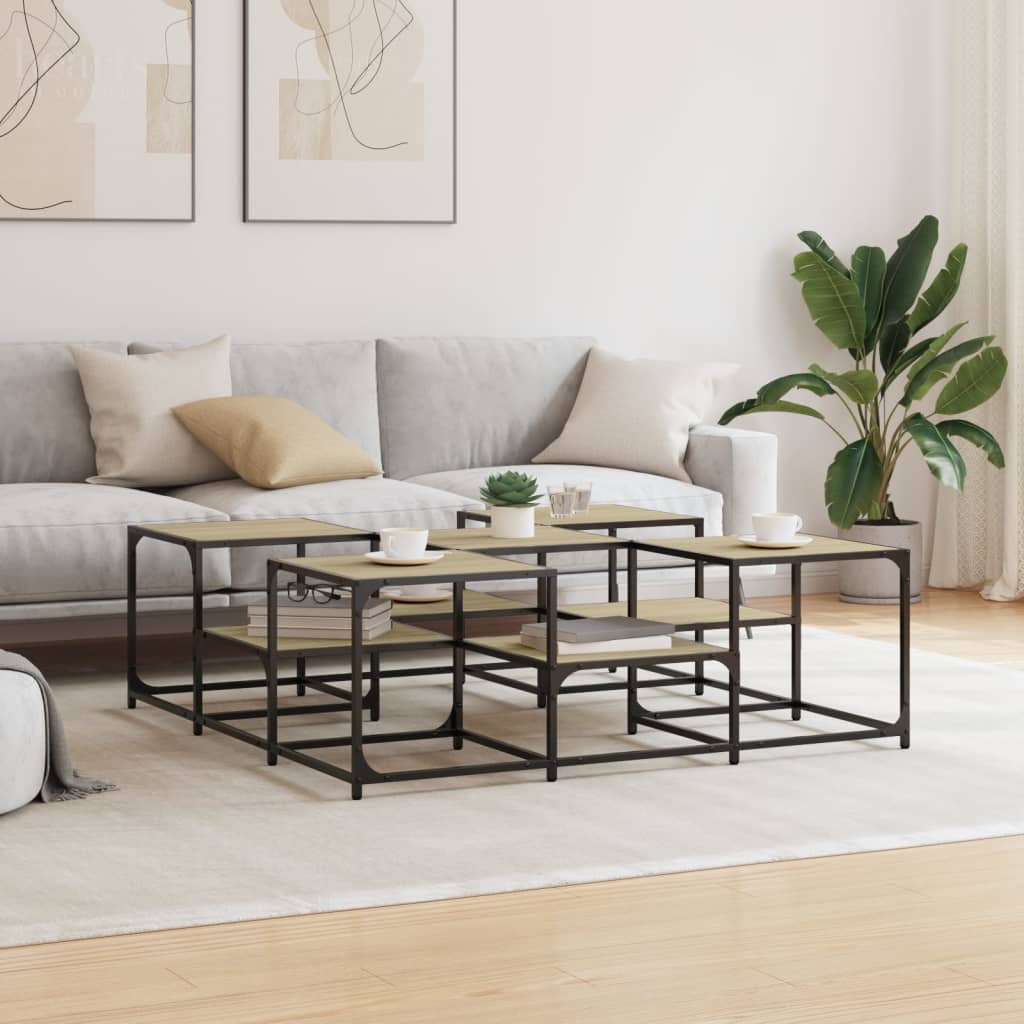 Stolić za kavu boja hrasta 121x121x40 cm konstruirano drvo